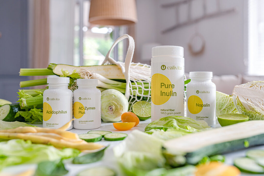 Preparaty CaliVita wspierające trawienie – AC-Zymes Plus, Acidophilus, Pure Inulin, Nopalin